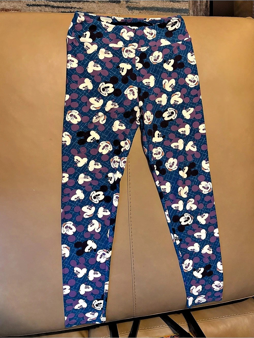 Lularoe Disney Mickey Mouse Print Leggings in Blue & Pink